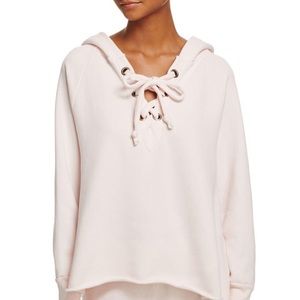 NWT WILDFOX Hutton Lace-Up Hooded Pink Sweatshirt